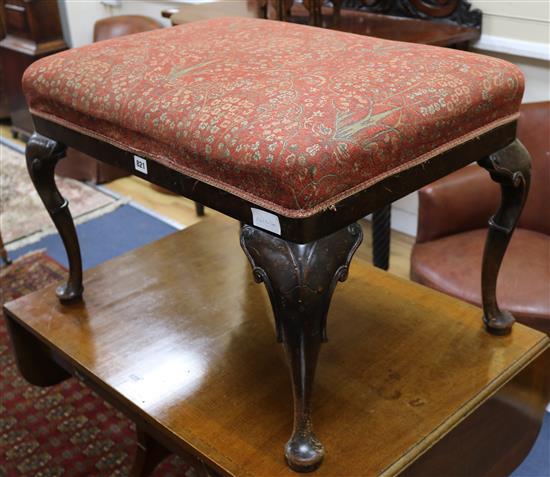 A George II style walnut dressing stool W.74cm